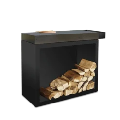 OFYR Butcher Block Storage Black 90 Hakblok 45 X 90 Cm Met Donkergrijs Keramieken Werkblad