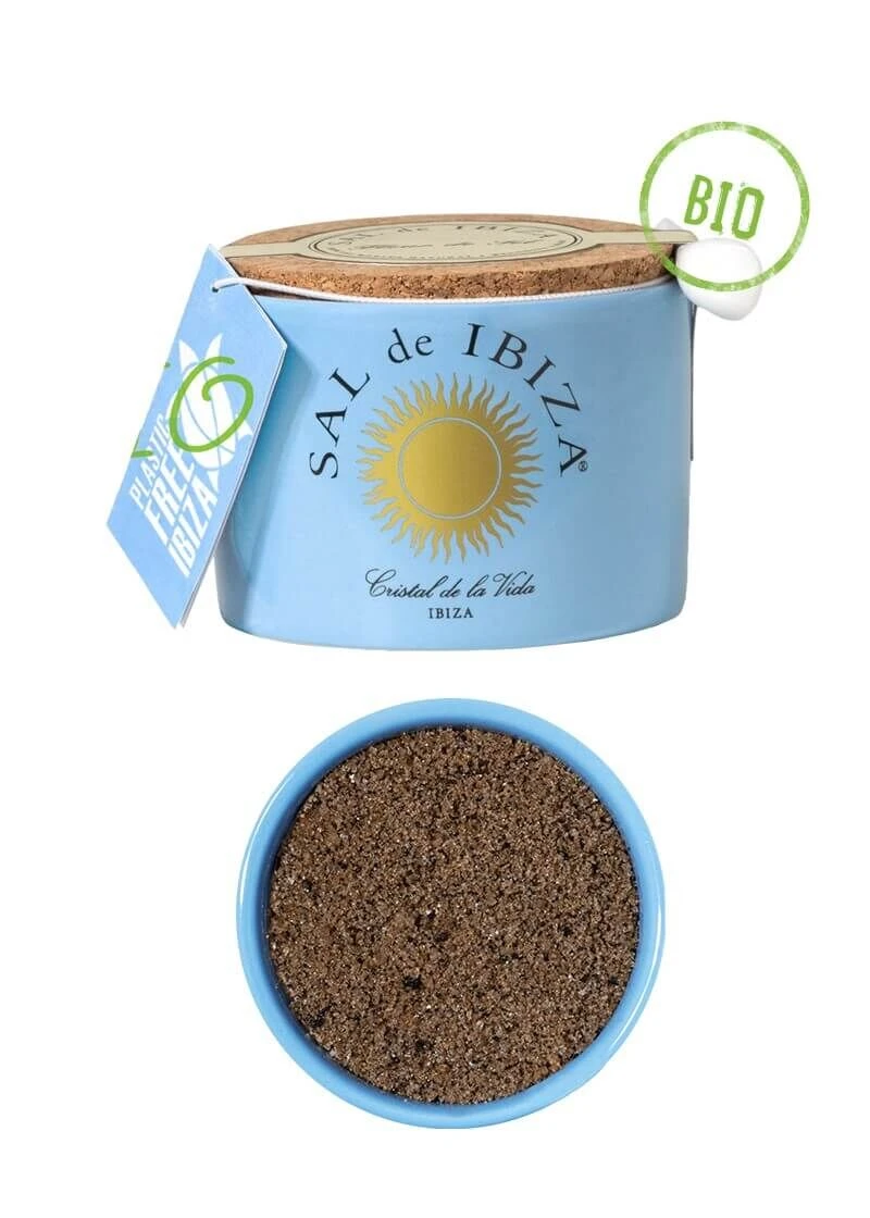 Sal De Ibiza Fleur De Sel Mar Blau Met Zwarte Knoflook 140 Gram