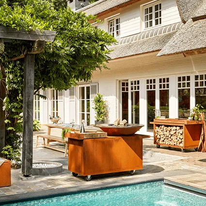 OFYR Island PRO 100-100 Vuurkorf - Barbecue Met Meubel En Plank Van Donkergrijs Keramiek - Afbeelding 2